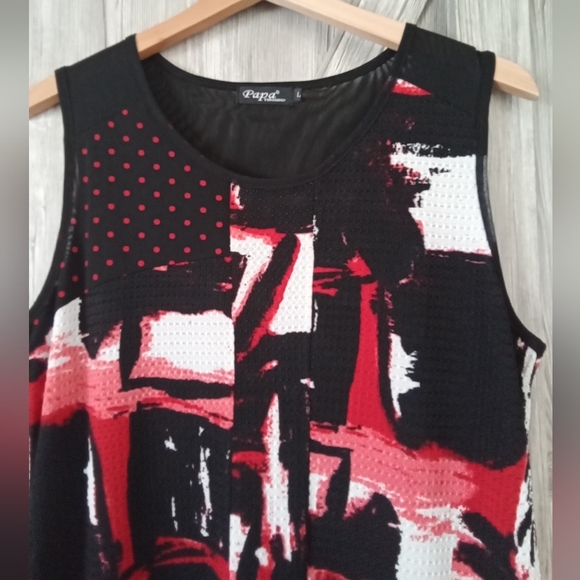 New Papa Black Red White Mesh Tunic Dress L - Picture 2 of 10